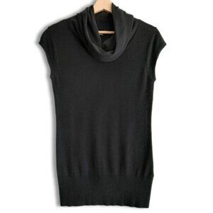 BANANA REPUBLIC Soft Cowl T-Neck Tank Top Fine Knit Black Sz S